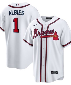 Ozzie Albies 1 Jersey, Atlanta Braves Home Player Name Men Jersey - White - Robokeg