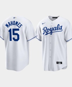 Patrick Mahomes 15 Kansas City Royals White Home Player Jersey - Robokeg