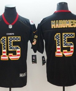 Patrick Mahomes Ii #15 Kansas City Chiefs 2020 Nfl Black Us Flag Jersey Jersey - Robokeg