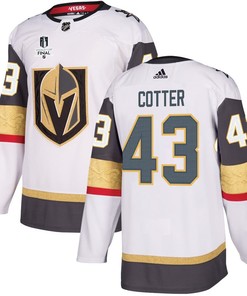 Paul Cotter 43 Vegas Golden Knights Stanley Cup 2023 Final Patch Away Breakaway Men Jersey - White - Robokeg