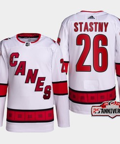 Paul Stastny 26 Carolina Hurricanes White Jersey 2022-23 Away 25th Anniversary - Robokeg