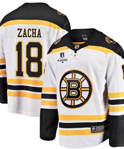 Pavel Zacha 18 Boston Bruins Stanley Cup 2023 Playoffs Patch Away Breakaway Men Jersey - White - Robokeg