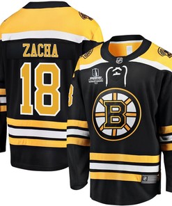 Pavel Zacha 18 Boston Bruins Stanley Cup 2023 Playoffs Patch Home Breakaway Men Jersey - Black - Robokeg