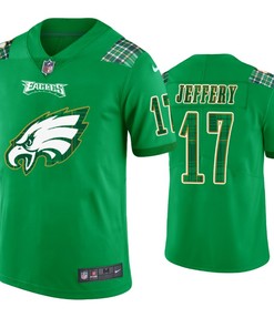 Philadelphia Eagles #17 Alshon Jeffery Jersey St. Patricks Day Kelly Green Lucky - Men - Robokeg