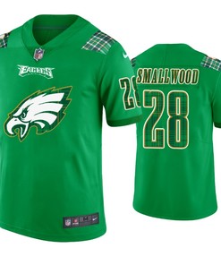 Philadelphia Eagles #28 Wendell Smallwood Jersey St. Patricks Day Kelly Green Lucky - Men - Robokeg