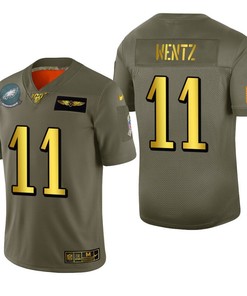 Philadelphia Eagles Carson Wentz 2019 Salute To Service Nfl 100 Mens Jersey Metallic - Robokeg