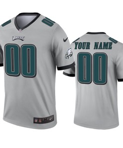 Philadelphia Eagles Custom Silver Inverted Legend Jersey - Robokeg