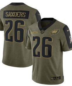 Philadelphia Eagles Miles Sanders 26 Nfl Olive 2021 Salute To Service Retired Player Men Jersey For Eagles Fans - Robokeg