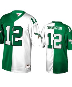Philadelphia Eagles Randall Cunningham Green White Retired Player Split Jersey - Robokeg