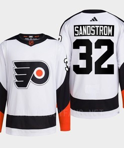 Philadelphia Flyers 2022 Reverse Retro 2.0 Felix Sandstrom 32 White Primegreen Jersey Men's - Robokeg