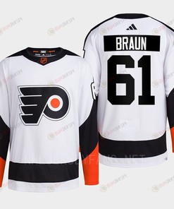 Philadelphia Flyers 2022 Reverse Retro 2.0 Justin Braun 61 White Primegreen Jersey Men's - Robokeg
