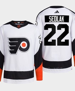 Philadelphia Flyers 2022 Reverse Retro 2.0 Lukas Sedlak 22 White Primegreen Jersey Men's - Robokeg