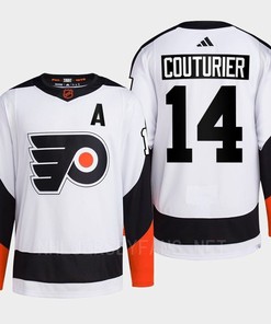 Philadelphia Flyers 2022 Reverse Retro 2.0 Sean Couturier 14 White Primegreen Jersey Men's - Robokeg