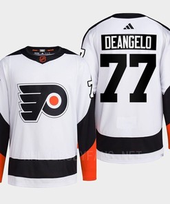 Philadelphia Flyers 2022 Reverse Retro 2.0 Tony DeAngelo 77 White Primegreen Jersey Men's - Robokeg