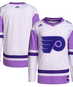 Philadelphia Flyers Adidas Hockey Fights Cancer Primegreen Authentic Blank Practice Jersey - White/purple Nhl - Robokeg
