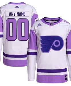 Philadelphia Flyers Adidas Hockey Fights Cancer Primegreen Authentic Custom Jersey - White/purple Custom Jerseys Nhl - Robokeg