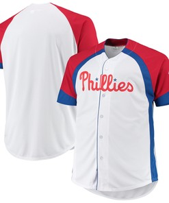 Philadelphia Phillies Big & Tall Colorblock Full-snap Jersey - White/red Mlb - Robokeg