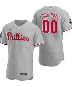 Philadelphia Phillies Custom 00 Gray 2022-23 World Series Jersey - Robokeg