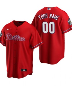 Philadelphia Phillies Custom 00 Red 2022-23 World Series Jersey - Robokeg