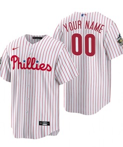 Philadelphia Phillies Custom 00 White 2022-23 World Series Jersey - Robokeg