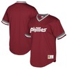 Philadelphia Phillies Mitchell And Ness Big And Tall Cooperstown Collection Mesh Wordmark V-neck Jersey - Maroon - Robokeg