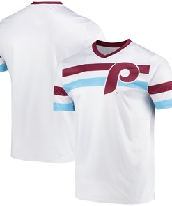 Philadelphia Phillies Stitches Cooperstown Collection V-neck Jersey - White Mlb - Robokeg