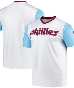 Philadelphia Phillies Stitches Cooperstown Collection Wordmark V-neck Jersey - White Mlb - Robokeg