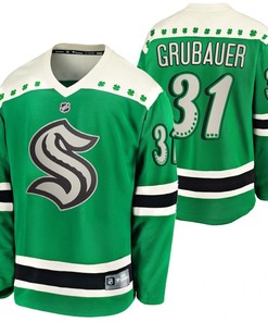 Philipp Grubauer Seattle Kraken 2022 St. Patrick Green 31 Jersey Jersey - Robokeg