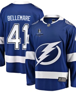 Pierre-Edouard Bellemare 41 Tampa Bay Lightning Stanley Cup 2023 Playoffs Patch Home Breakaway Men Jersey - Blue - Robokeg