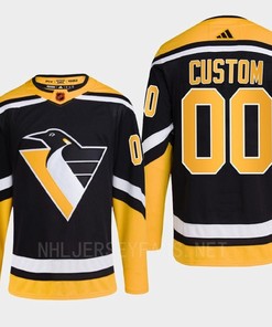 Pittsburgh Penguins 2022 Reverse Retro 2.0 Custom 00 Black Primegreen Jersey Men's - Robokeg