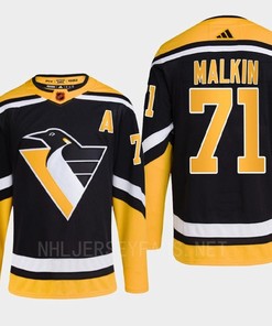 Pittsburgh Penguins 2022 Reverse Retro 2.0 Evgeni Malkin 71 Black Primegreen Jersey Men's - Robokeg