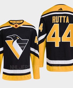 Pittsburgh Penguins 2022 Reverse Retro 2.0 Jan Rutta 44 Black Primegreen Jersey Men's - Robokeg