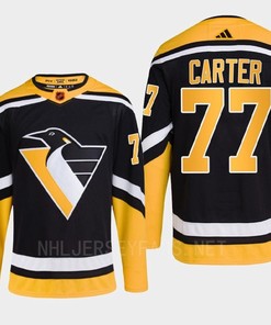 Pittsburgh Penguins 2022 Reverse Retro 2.0 Jeff Carter 77 Black Primegreen Jersey Men's - Robokeg
