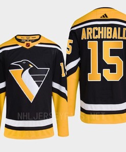 Pittsburgh Penguins 2022 Reverse Retro 2.0 Josh Archibald 15 Black Primegreen Jersey Men's - Robokeg
