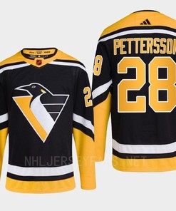 Pittsburgh Penguins 2022 Reverse Retro 2.0 Marcus Pettersson 28 Black Primegreen Jersey Men's - Robokeg