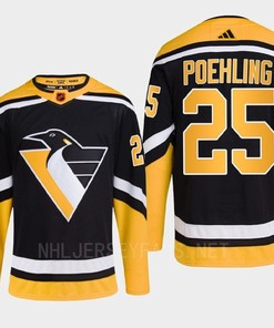 Pittsburgh Penguins 2022 Reverse Retro 2.0 Ryan Poehling 25 Black Primegreen Jersey Men's - Robokeg
