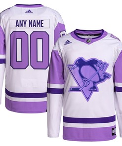 Pittsburgh Penguins Adidas Hockey Fights Cancer Primegreen Authentic Custom Jersey - White/purple Custom Jerseys Nhl - Robokeg