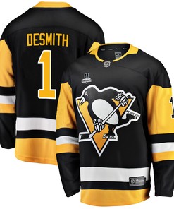 Pittsburgh Penguins Casey DeSmith 1 Home 2022 Stanley Cup Final Breakaway Men Jersey - Black - Robokeg