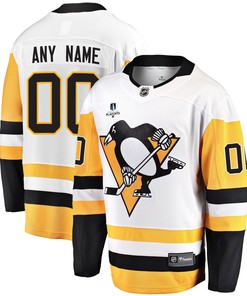 Pittsburgh Penguins Custom Away 2022 Stanley Cup Playoffs Breakaway Men Jersey - White - Robokeg
