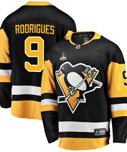 Pittsburgh Penguins Evan Rodrigues 9 Home 2022 Stanley Cup Final Breakaway Men Jersey - Black - Robokeg