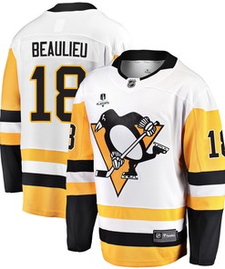 Pittsburgh Penguins Nathan Beaulieu 18 Away 2022 Stanley Cup Final Breakaway Men Jersey - White - Robokeg