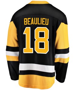 Pittsburgh Penguins Nathan Beaulieu 18 Home 2022 Stanley Cup Final Breakaway Men Jersey - Black - Robokeg