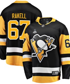 Pittsburgh Penguins Rickard Rakell 67 Home 2022 Stanley Cup Final Breakaway Men Jersey - Black - Robokeg