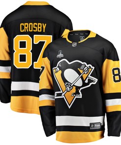 Pittsburgh Penguins Sidney Crosby 87 Home 2022 Stanley Cup Final Breakaway Men Jersey - Black - Robokeg
