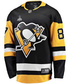Pittsburgh Penguins Sidney Crosby 87 Home 2022 Stanley Cup Final Breakaway Men Jersey - Black - Robokeg