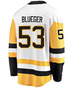 Pittsburgh Penguins Teddy Blueger 53 Away 2022 Stanley Cup Final Breakaway Men Jersey - White - Robokeg