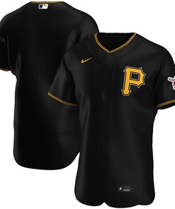 Pittsburgh Pirates Alternate Authentic Team Logo Jersey - Black Mlb - Robokeg