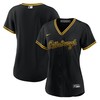 Pittsburgh Pirates Womens Alternate Replica Team Script Jersey - Black Mlb Ver 1 - Robokeg