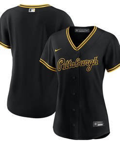 Pittsburgh Pirates Womens Alternate Replica Team Script Jersey - Black Mlb Ver 1 - Robokeg