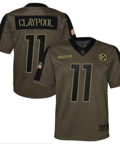 Pittsburgh Steelers Chase Claypool 11 Nfl Olive 2021 Salute To Service Game Men Jersey For Steelers Fans - Robokeg